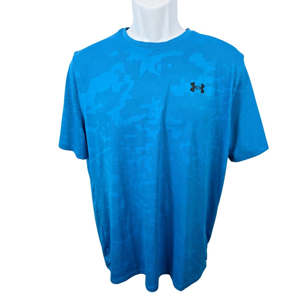 Under Armour Men's Loose Fit Blue Camo Athletic Shirt Size Large L Workout  /B32